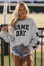 Load image into Gallery viewer, Black Game Day Graphic Rugby Football Season Sweatshirt - Fashion Queen -  8
