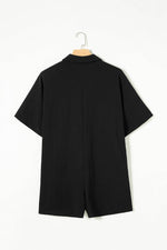 Load image into Gallery viewer, Black Half Button Collared Loose Romper - Fashion Queen -  9
