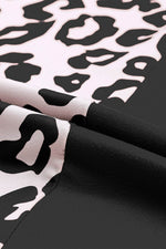 Load image into Gallery viewer, Black Half Leopard Patchwork Short Sleeves Top - Fashion Queen -  16
