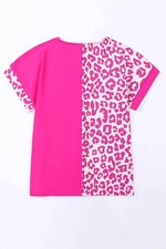 Load image into Gallery viewer, Black Half Leopard Patchwork Short Sleeves Top - Fashion Queen -  30
