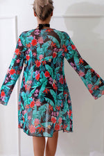 Load image into Gallery viewer, Black Halter Neck Monokini with Floral Beach Cover Up - Fashion Queen -  2
