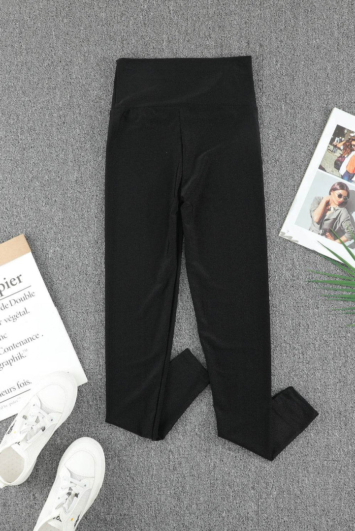 Black High Rise Tight Leggings with Waist Cincher - Fashion Queen -  6
