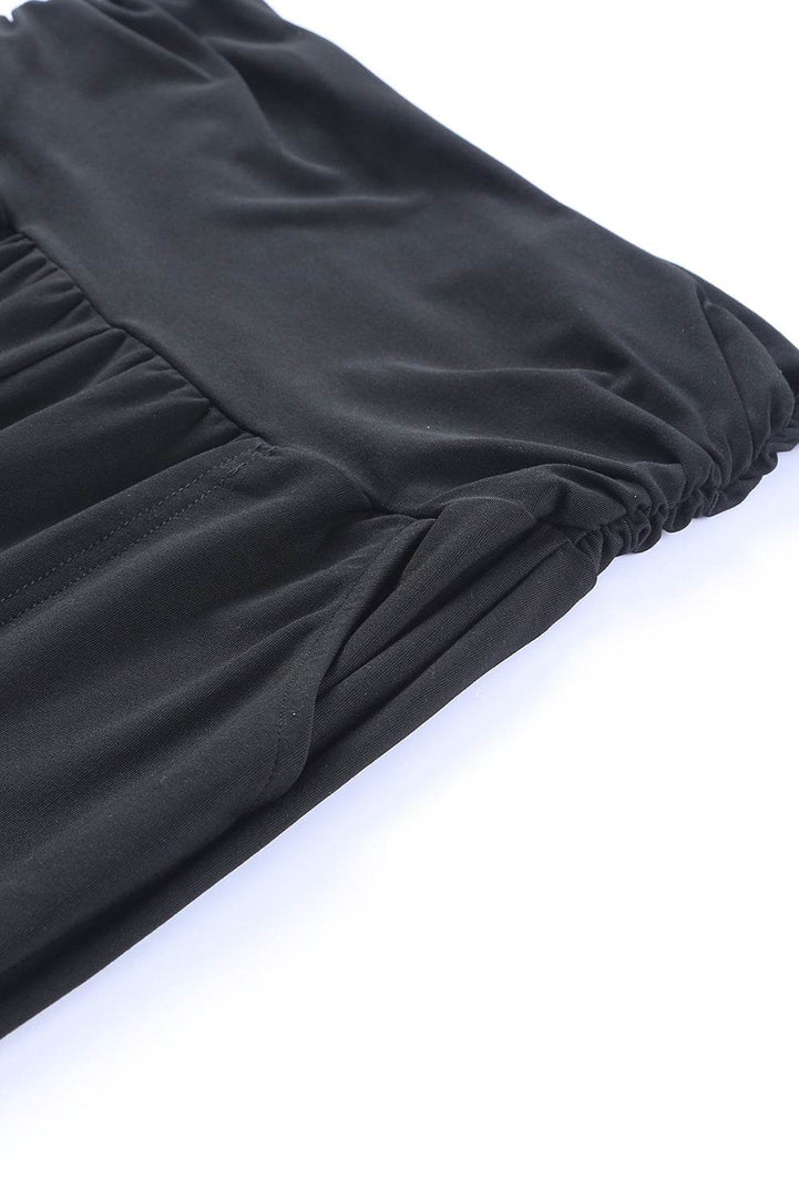 Black High Waist Pleated Pocket Leggings - Fashion Queen -  16