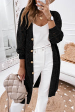 Load image into Gallery viewer, Black Hollow-out Openwork Knit Cardigan - Fashion Queen -  1
