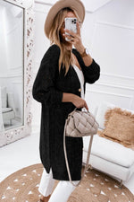 Load image into Gallery viewer, Black Hollow-out Openwork Knit Cardigan - Fashion Queen -  2
