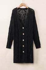 Load image into Gallery viewer, Black Hollow-out Openwork Knit Cardigan - Fashion Queen -  4
