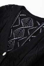 Load image into Gallery viewer, Black Hollow-out Openwork Knit Cardigan - Fashion Queen -  6

