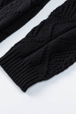 Load image into Gallery viewer, Black Hollow-out Openwork Knit Cardigan - Fashion Queen -  8
