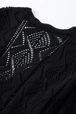 Load image into Gallery viewer, Black Hollow-out Openwork Knit Cardigan - Fashion Queen -  9
