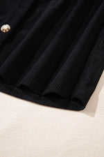 Load image into Gallery viewer, Black Hooded Drawstring Pockets Corduroy Shacket - Fashion Queen -  19
