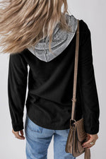 Load image into Gallery viewer, Black Hooded Drawstring Pockets Corduroy Shacket - Fashion Queen -  2
