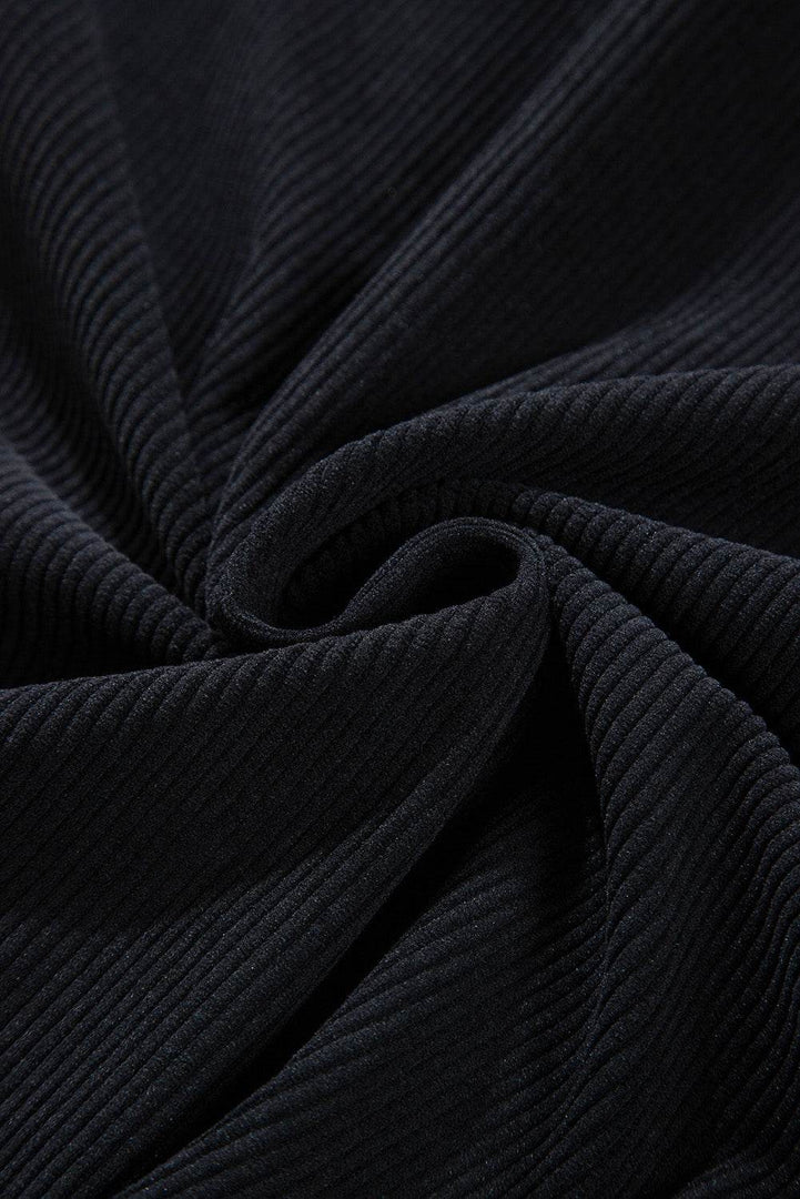 Black Hooded Drawstring Pockets Corduroy Shacket - Fashion Queen -  20