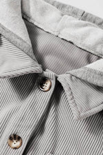 Load image into Gallery viewer, Black Hooded Drawstring Pockets Corduroy Shacket - Fashion Queen -  25
