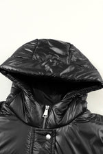 Load image into Gallery viewer, Black Hooded Long Quilted Vest Coat - Fashion Queen -  16
