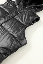 Load image into Gallery viewer, Black Hooded Long Quilted Vest Coat - Fashion Queen -  17
