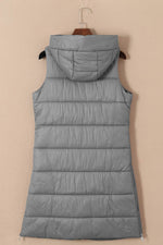 Load image into Gallery viewer, Black Hooded Long Quilted Vest Coat - Fashion Queen -  25
