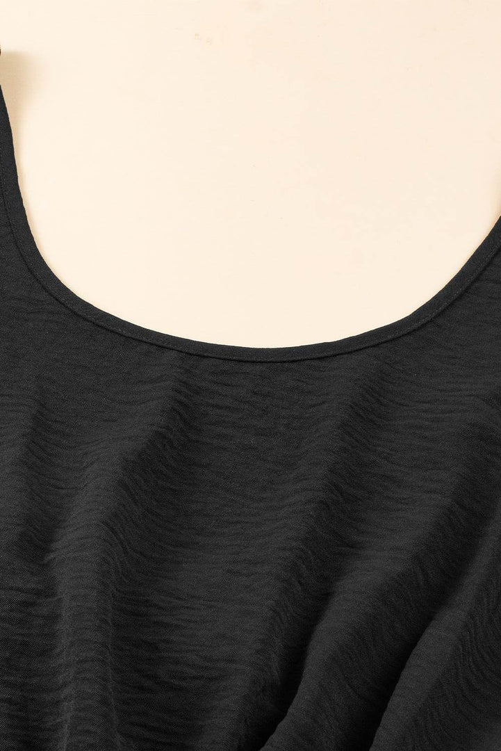 Black Knotted Backless Elastic Waist Sleeveless Romper - Fashion Queen -  12