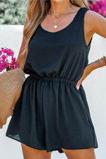Load image into Gallery viewer, Black Knotted Backless Elastic Waist Sleeveless Romper - Fashion Queen -  6
