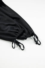 Load image into Gallery viewer, Black Knotted Straps Button Textured Drawstring Jumpsuit - Fashion Queen -  12
