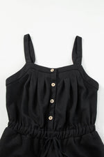 Load image into Gallery viewer, Black Knotted Straps Button Textured Drawstring Jumpsuit - Fashion Queen -  7
