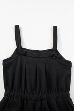Load image into Gallery viewer, Black Knotted Straps Button Textured Drawstring Jumpsuit - Fashion Queen -  8
