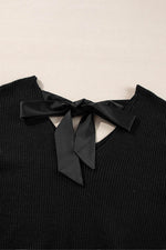 Load image into Gallery viewer, Black Lantern Sleeve V Neck Knot Back Sweater - Fashion Queen -  16
