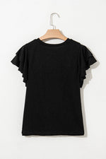 Load image into Gallery viewer, Black Layered Ruffle Short Sleeve Round Neck Top - Fashion Queen -  11
