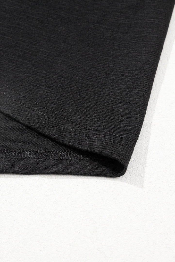 Black Layered Ruffle Short Sleeve Round Neck Top - Fashion Queen -  14