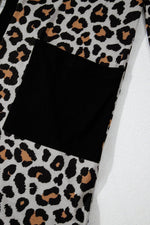 Load image into Gallery viewer, Black Leopard Patched Pocket Open Front Cardigan - Fashion Queen -  18
