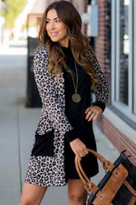 Load image into Gallery viewer, Black Leopard Patched Pocket Open Front Cardigan - Fashion Queen -  9
