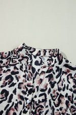 Load image into Gallery viewer, Black Leopard Print Buttoned Front 3/4 Sleeve Tiered Ruffled Hem Dress - Fashion Queen -  13
