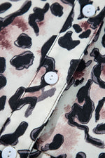 Load image into Gallery viewer, Black Leopard Print Buttoned Front 3/4 Sleeve Tiered Ruffled Hem Dress - Fashion Queen -  14
