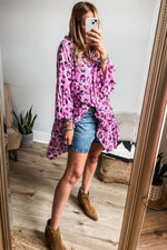 Load image into Gallery viewer, Black Leopard Print Buttoned Front 3/4 Sleeve Tiered Ruffled Hem Dress - Fashion Queen -  27
