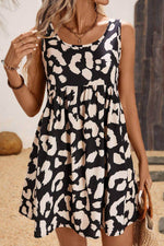 Load image into Gallery viewer, Black Leopard Print U Neck Sleeveless High Waist Dress - Fashion Queen -  1

