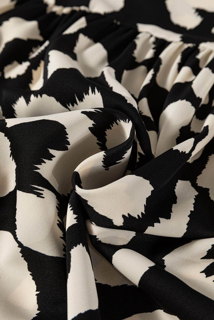 Black Leopard Print U Neck Sleeveless High Waist Dress - Fashion Queen -  10