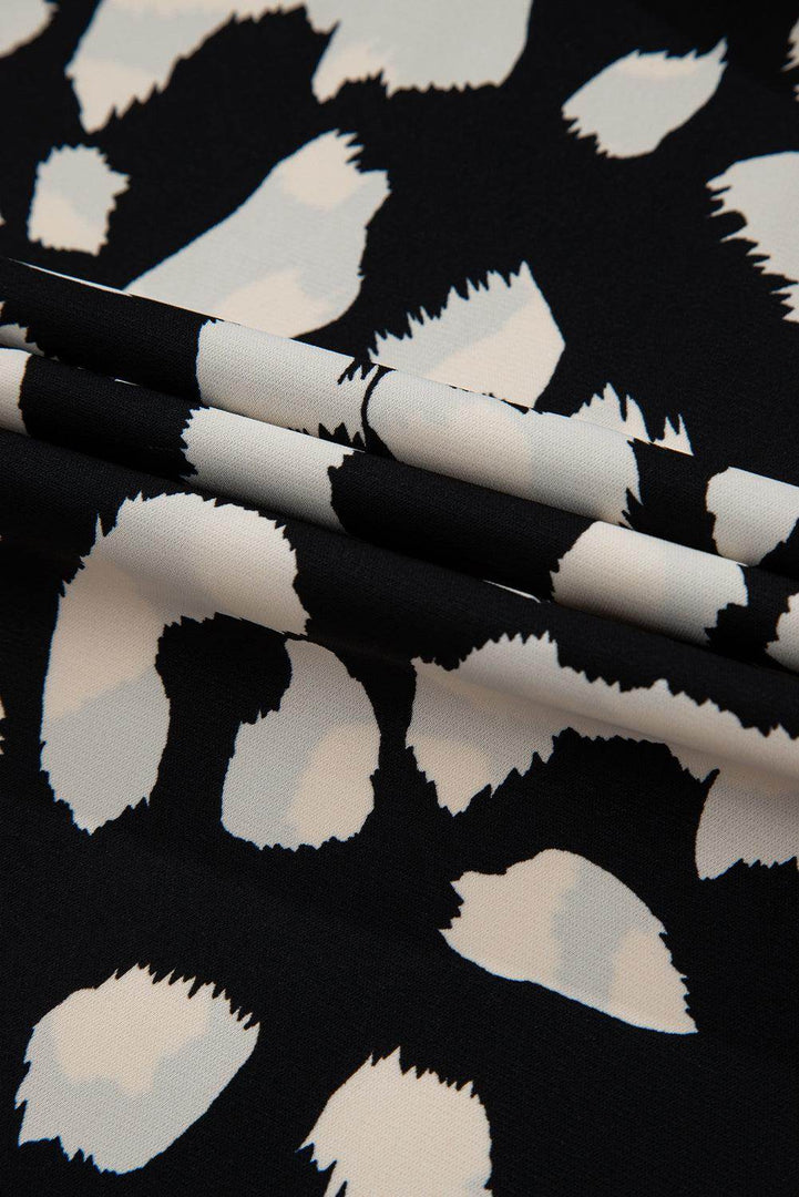 Black Leopard Print U Neck Sleeveless High Waist Dress - Fashion Queen -  14