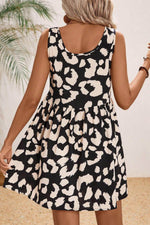 Load image into Gallery viewer, Black Leopard Print U Neck Sleeveless High Waist Dress - Fashion Queen -  2
