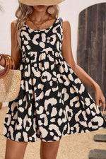 Load image into Gallery viewer, Black Leopard Print U Neck Sleeveless High Waist Dress - Fashion Queen -  4
