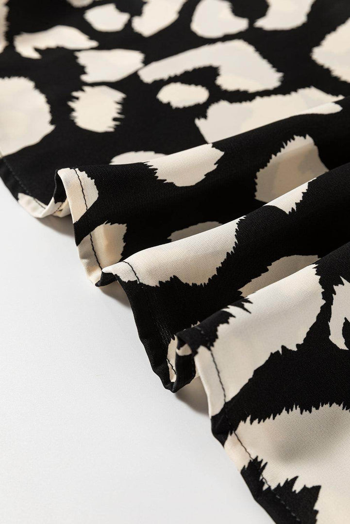 Black Leopard Print U Neck Sleeveless High Waist Dress - Fashion Queen -  9