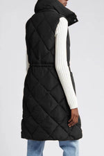 Load image into Gallery viewer, Black Longline Quilted Stand Collar Puffer Vest - Fashion Queen -  2
