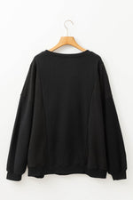 Load image into Gallery viewer, Black Loose Patchwork Crewneck Plus Size Sweatshirt - Fashion Queen -  16
