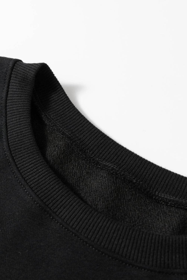 Black Loose Patchwork Crewneck Plus Size Sweatshirt - Fashion Queen -  17