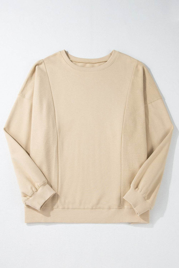 Black Loose Patchwork Crewneck Plus Size Sweatshirt - Fashion Queen -  26