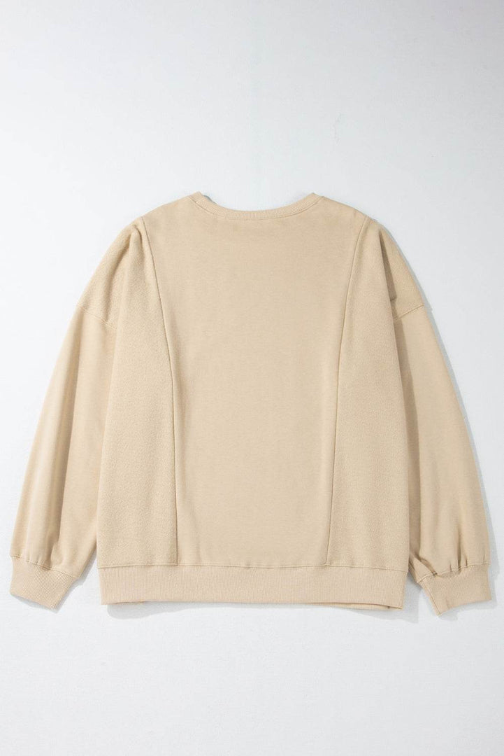 Black Loose Patchwork Crewneck Plus Size Sweatshirt - Fashion Queen -  27