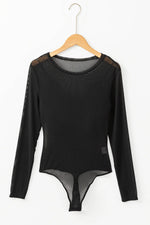 Load image into Gallery viewer, Black Mesh Long Sleeve Slim Fit Bodysuit - Fashion Queen -  8
