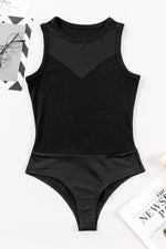 Load image into Gallery viewer, Black Mesh Patchwork Sleeveless Bodysuit - Fashion Queen -  6
