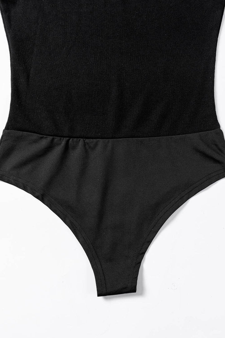 Black Mesh Patchwork Sleeveless Bodysuit - Fashion Queen -  9