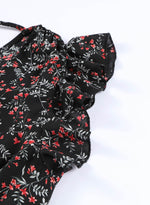 Load image into Gallery viewer, Black Multicolor Floral Ruffled Crop Top and Maxi Skirt Set - Fashion Queen -  11
