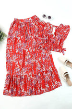 Load image into Gallery viewer, Black Multicolor Floral Ruffled Crop Top and Maxi Skirt Set - Fashion Queen -  21
