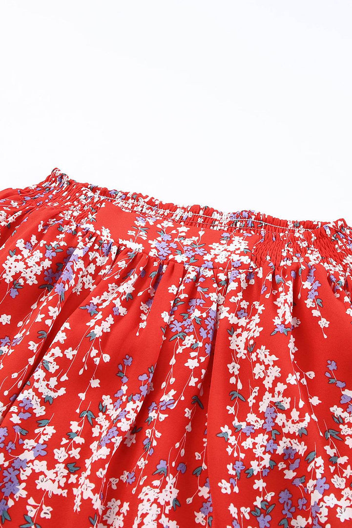 Black Multicolor Floral Ruffled Crop Top and Maxi Skirt Set - Fashion Queen -  27